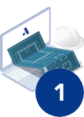 Ícone de notebook com obra em cima